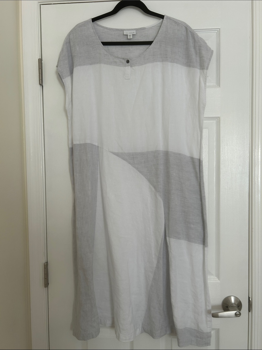J. Jill White Marble Colorblock Linen Dress XLP Midi Shift Dress